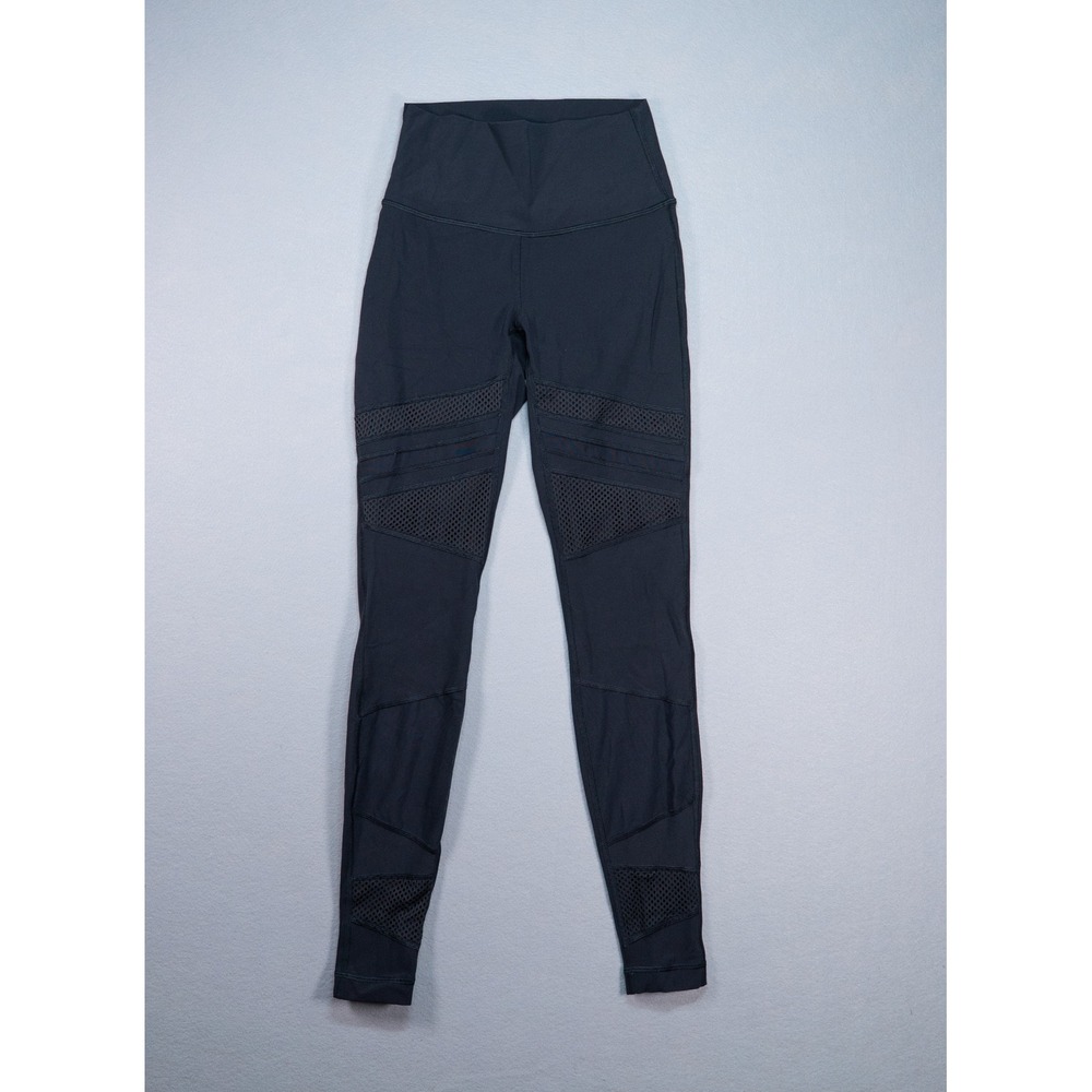 Lululemon Women Black High Rise Leggings Mesh Panel Yoga Athletic Pants Size 4 6 - Picture 3 of 6